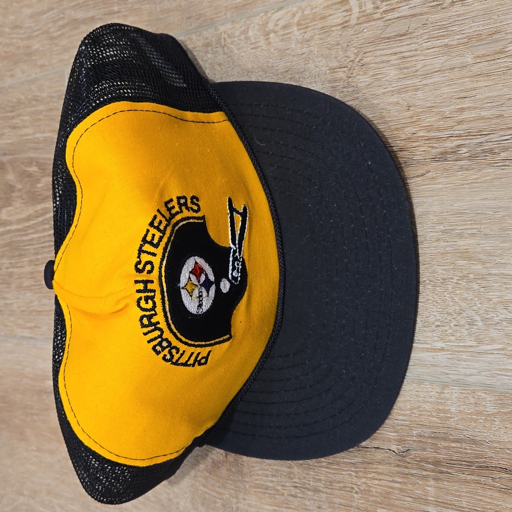 Vtg 80s NWOT deadstock Pittsburgh Steelers mesh snapback Trucker hat NFL